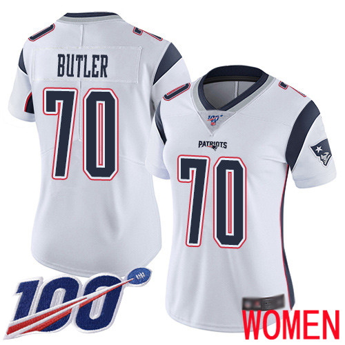 New England Patriots Football 70 Vapor Untouchable 100th Season Limited White Women Adam Butler Road NFL Jersey
